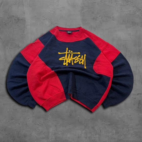 Y2K Oversized Boxy Stussy Sweater Streetwear Crewneck